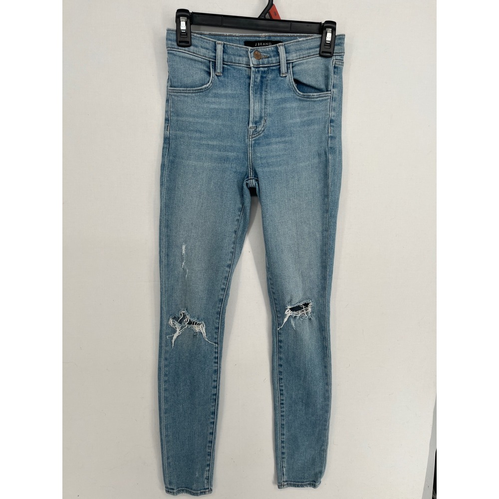 J Brand Maria High Rise Skinny Jeans Surge Destruct Distressed Light Wash 25